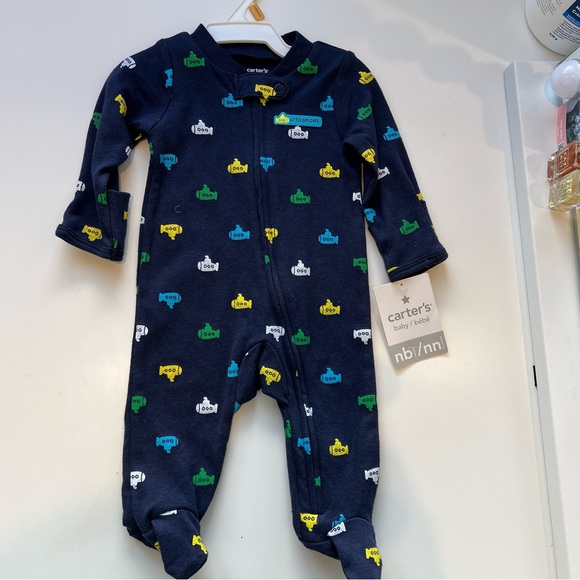 Carter's Navy Footie/Sleeper with Colorful Pattern - Picture 2 of 2